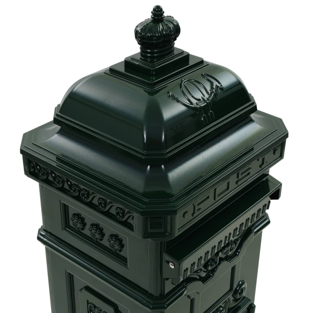 vidaXL Pašto dėžutė, kolonos pavid., aliuminis, nerūdijanti, žalia