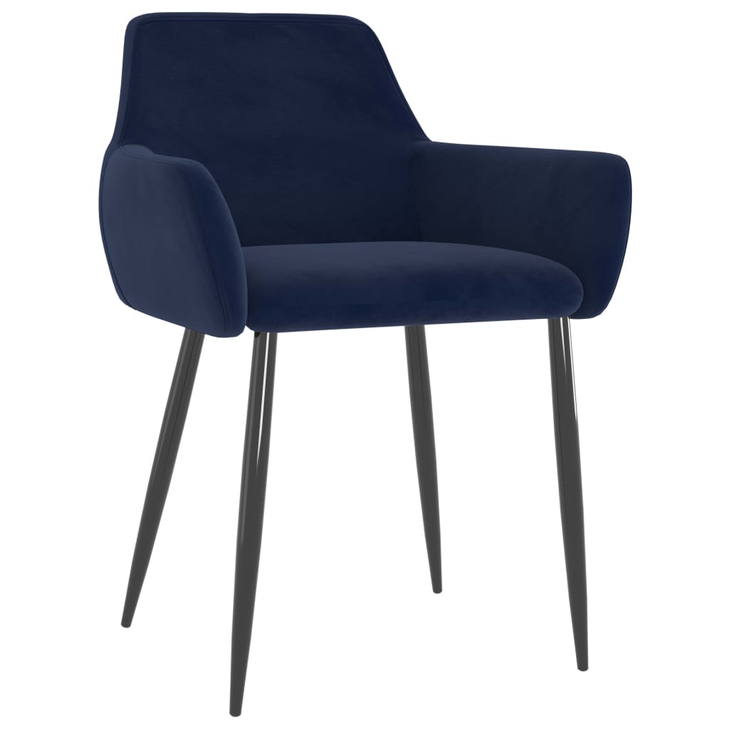 vidaXL Valgomojo kėdės, 4vnt., mėlynos spalvos, aksomas