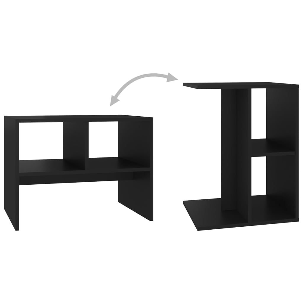 vidaXL Šoninis staliukas, juodos spalvos, 60x40x45cm, MDP