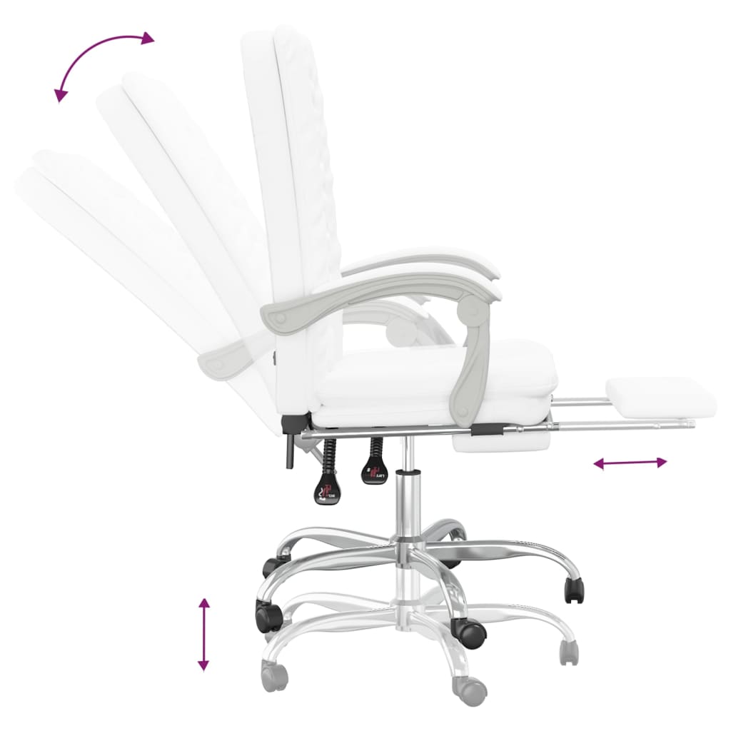 vidaXL Atlošiama biuro kėdė, baltos spalvos, dirbtinė oda