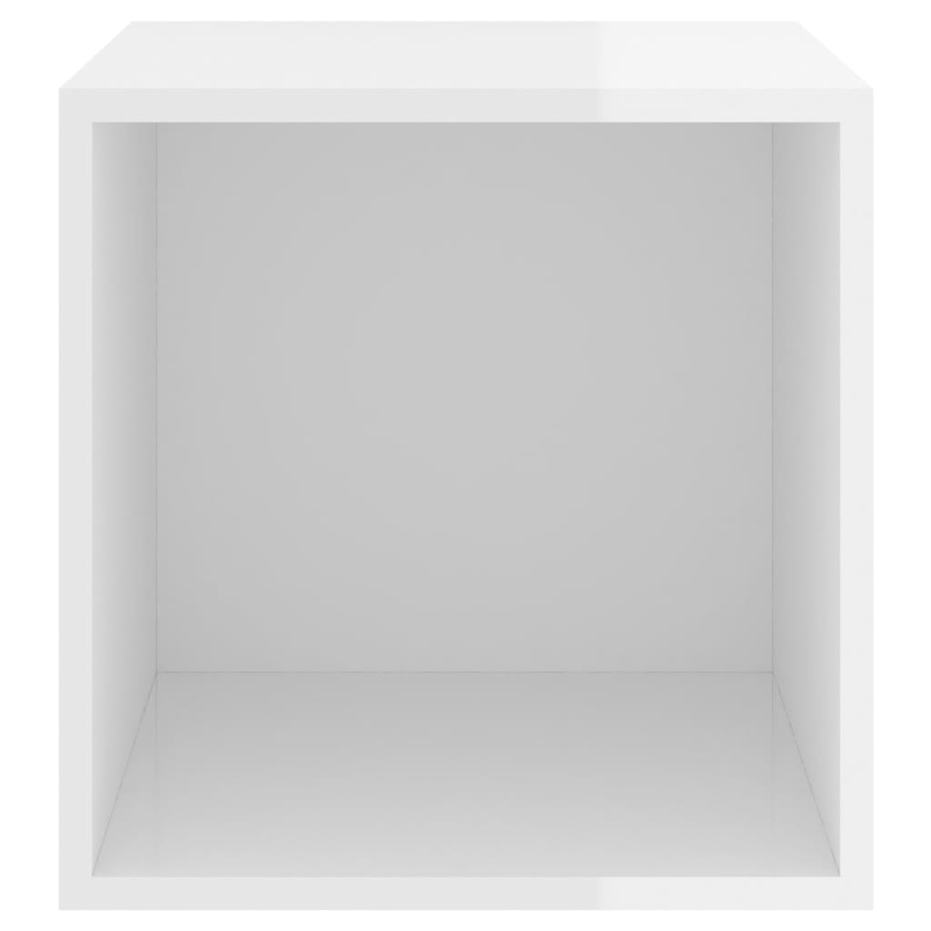 vidaXL Sieninės spintelės, 4vnt., baltos, 37x37x37cm, MDP, blizgios