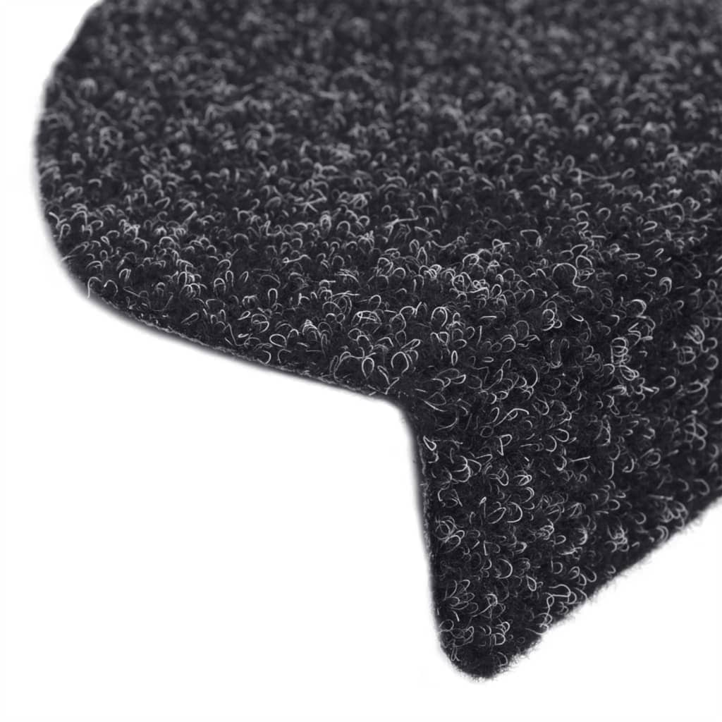 vidaXL Lipnūs laiptų kilimėliai, 15 vnt., 65x21x4 cm, juodos spalvos