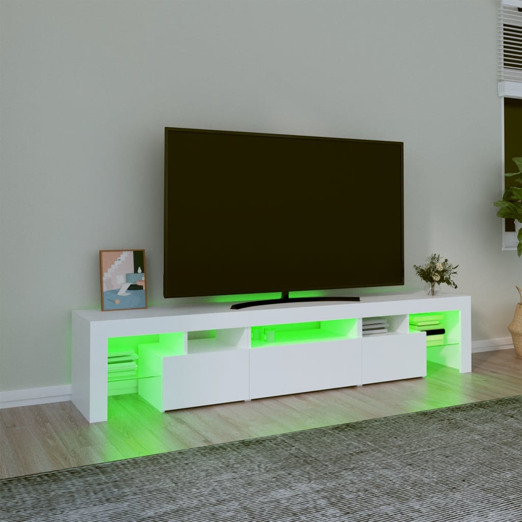 vidaXL Televizoriaus spintelė su LED apšvietimu, balta, 200x36,5x40cm