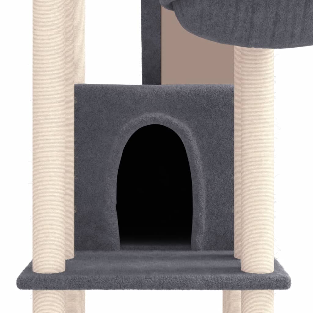 vidaXL Draskyklė katėms su stovais iš sizalio, tamsiai pilka, 201cm
