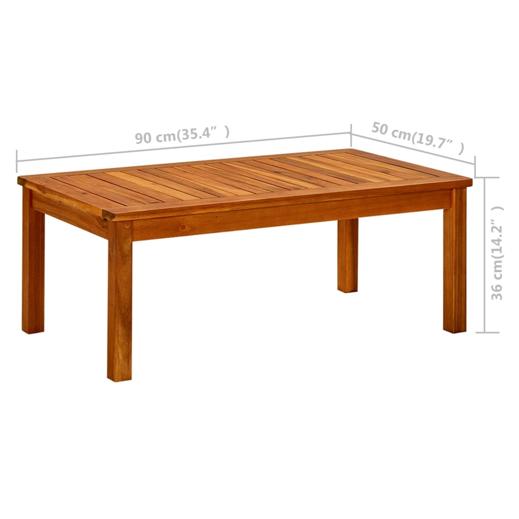 vidaXL Sodo kavos staliukas, 90x50x36cm, akacijos medienos masyvas
