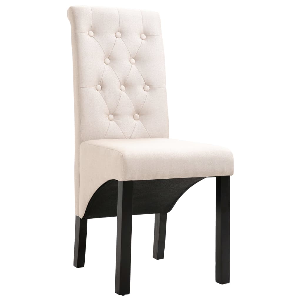 vidaXL Valgomojo kėdės, 2 vnt., kreminės spalvos, audinys