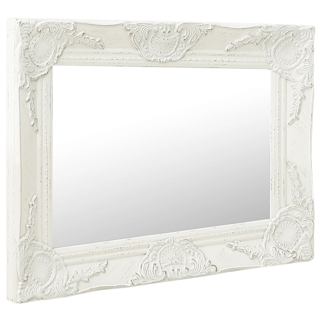 vidaXL Sieninis veidrodis, baltas, 50x40cm, barokinis stilius