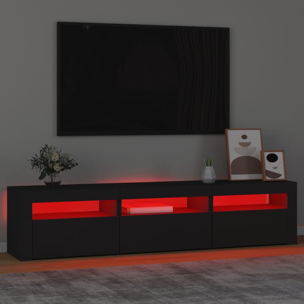 vidaXL Televizoriaus spintelė su LED apšvietimu, juoda, 180x35x40cm