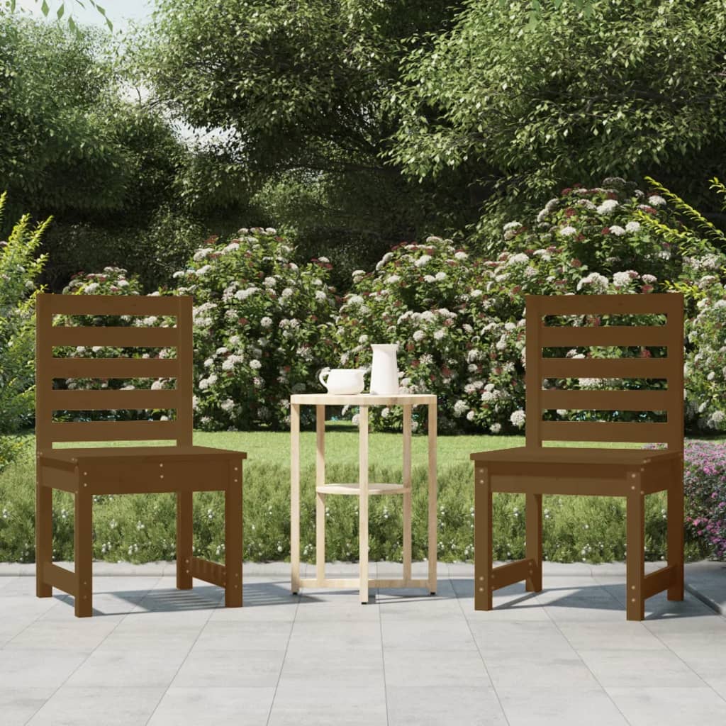 vidaXL Sodo kėdės, 2vnt., medaus rudos, 50x48x91,5 cm, pušies masyvas