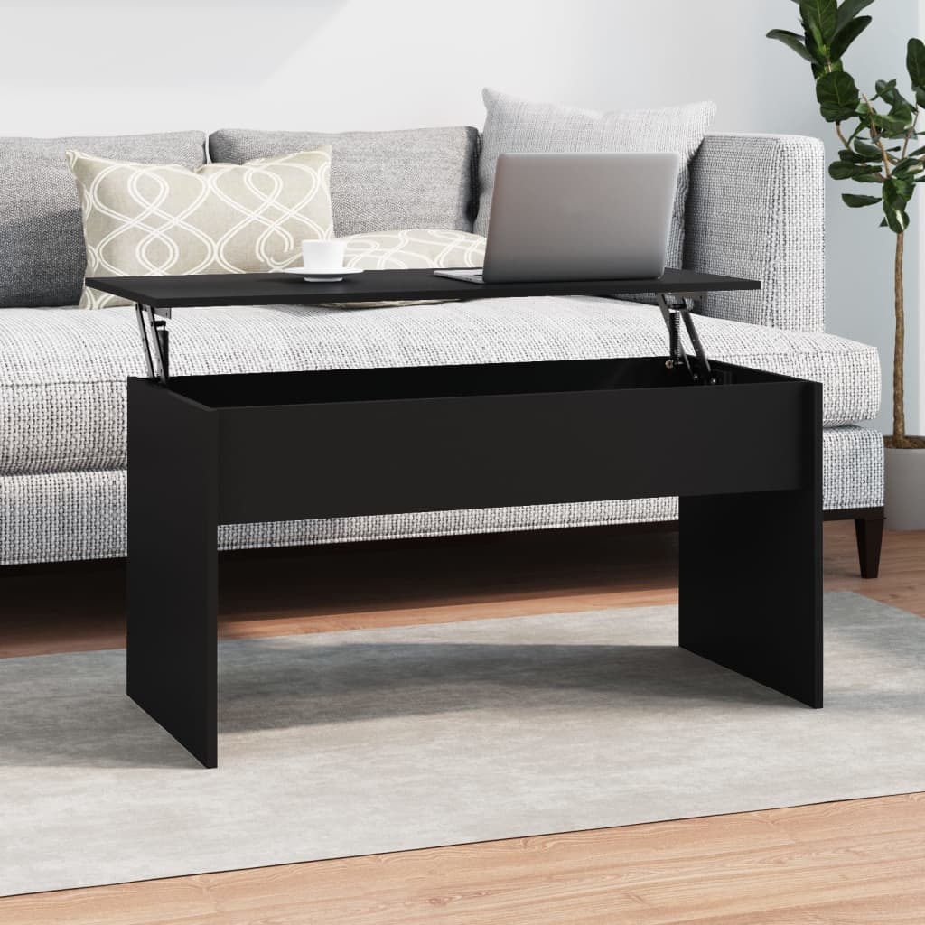 vidaXL Kavos staliukas, juodas, 102x50,5x52,5cm, apdirbta mediena