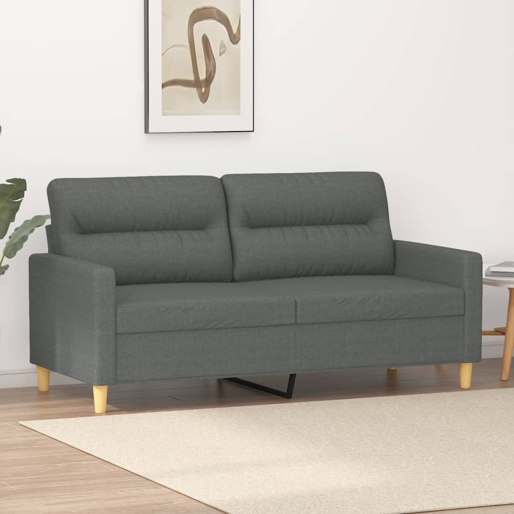 vidaXL Dvivietė sofa, tamsiai pilkos spalvos, 140cm, audinys
