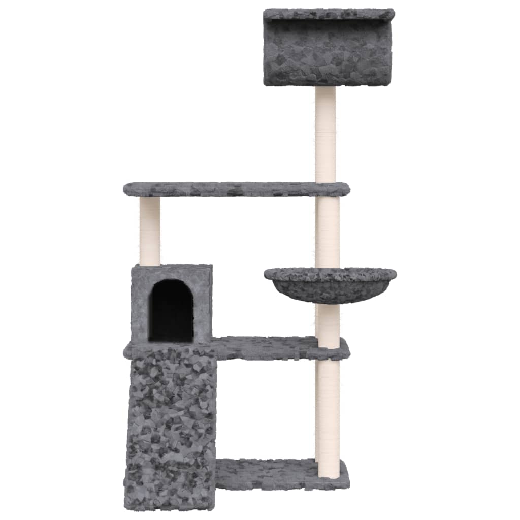 vidaXL Draskyklė katėms su stovais iš sizalio, tamsiai pilka, 131cm