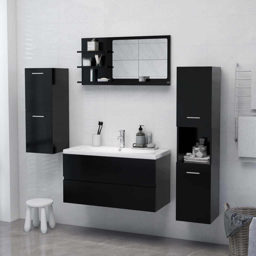 vidaXL Vonios kambario veidrodis, juodos spalvos, 90x10,5x45cm, MDP