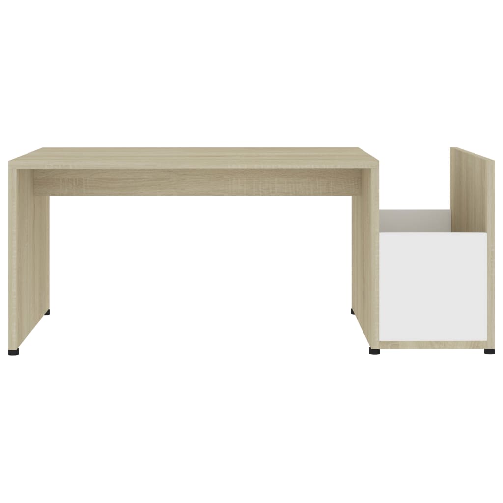 vidaXL Kavos staliukas, baltos ir ąžuolo spalvos, 90x45x35cm, MDP