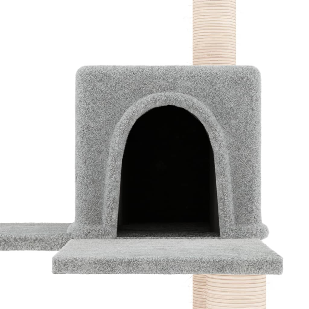 vidaXL Draskyklė katėms su stovais iš sizalio, šviesiai pilka, 153cm