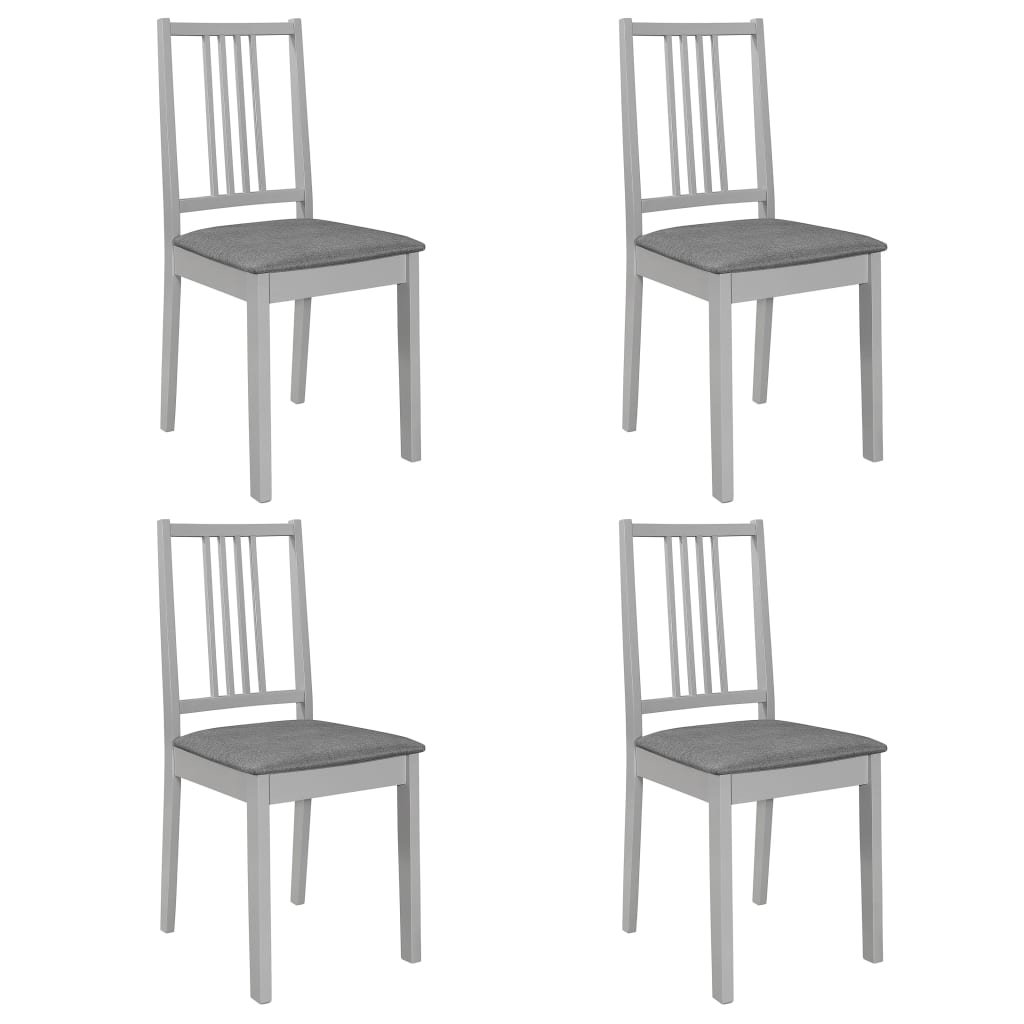 vidaXL Valgomojo kėdės su pagalv., 4 vnt., pilk. sp., medienos masyvas