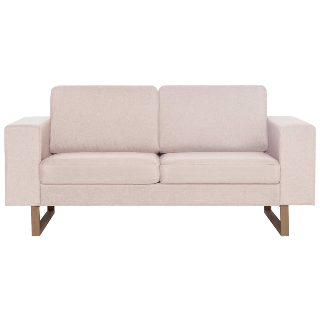 vidaXL Dvivietė sofa, kreminės spalvos, audinys