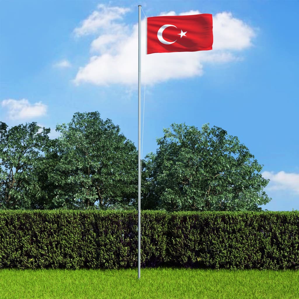 vidaXL Turkijos vėliava su stiebu, aliuminis, 6,2m