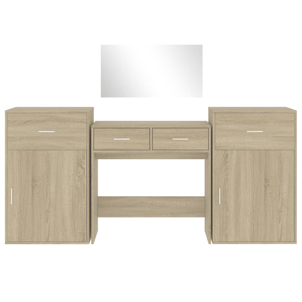 vidaXL Kosmetinio staliuko komplektas, 4 dalių, ąžuolo, mediena