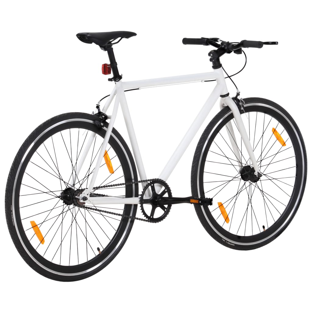 vidaXL Fiksuotos pavaros dviratis, baltas ir juodas, 700c, 55cm