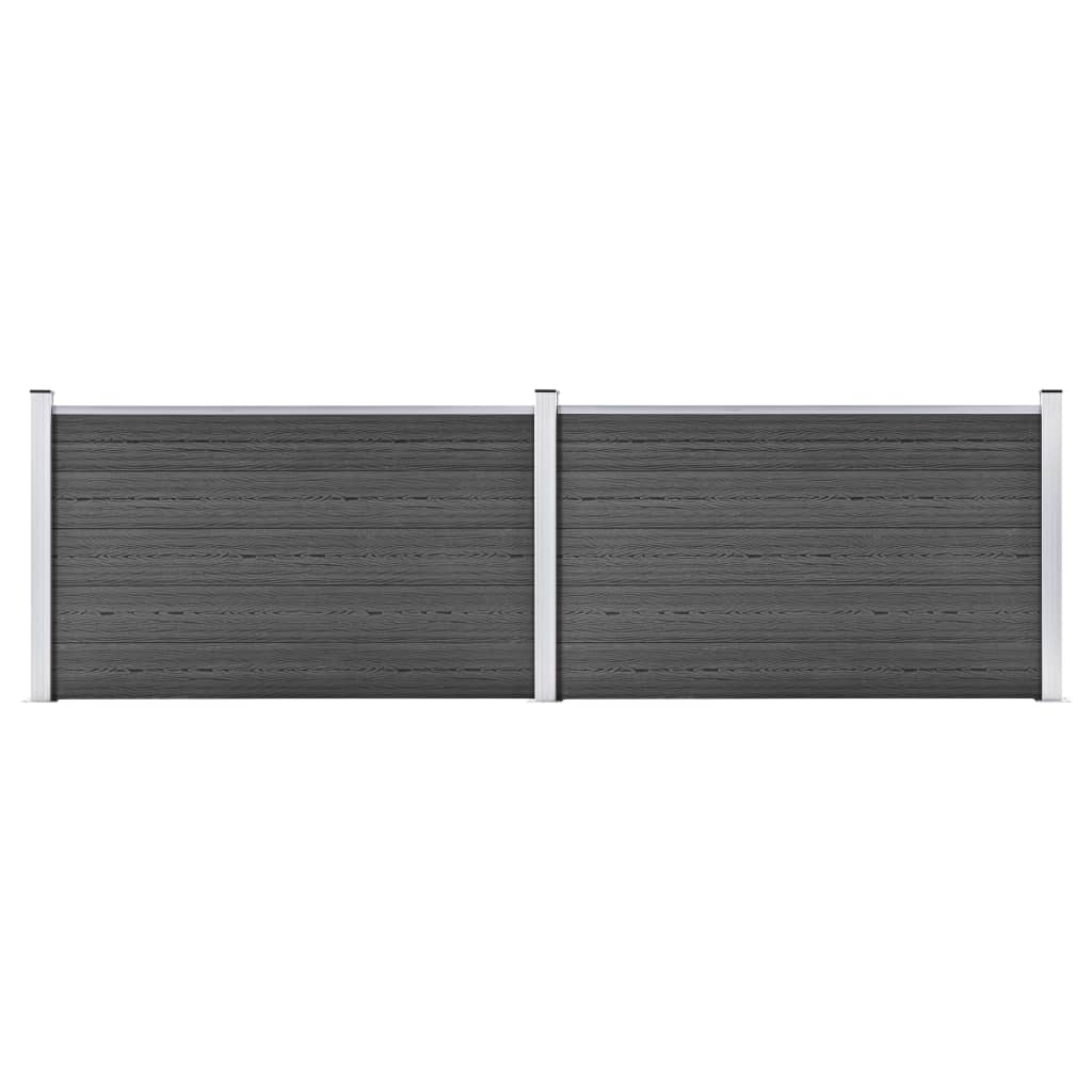 vidaXL Tvoros segmentų rinkinys, juodos spalvos, 353x105cm, WPC