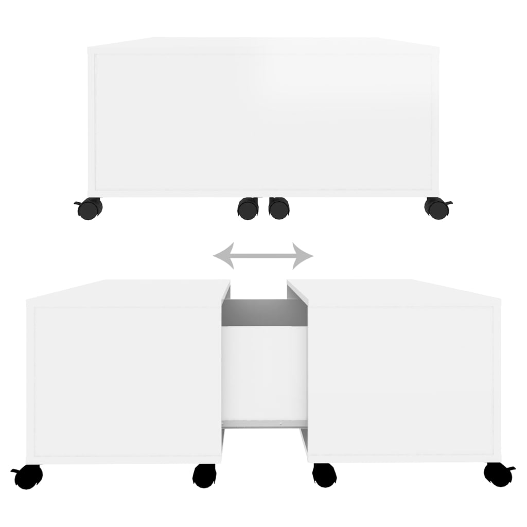 vidaXL Kavos staliukas, baltos spalvos, 75x75x38cm, MDP, blizgus