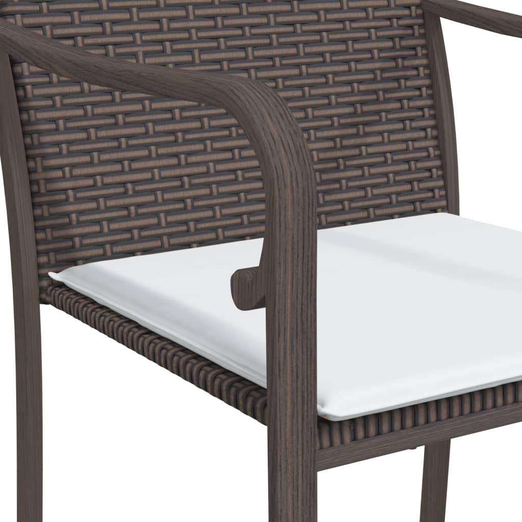 vidaXL Sodo kėdės su pagalvėmis, 2vnt., rudos, 56x59x84cm, poliratanas