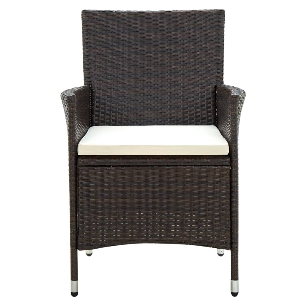 vidaXL Sodo kėdės su pagalvėlėmis, 2vnt., rudos spalvos, poliratanas
