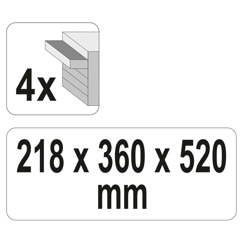 YATO Įrankių dėžė su 4 stalčiais, 52x21,8x36cm