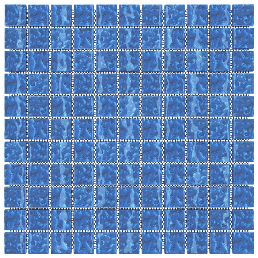 vidaXL Mozaikinės plytelės, 11vnt., mėlynos, 30x30cm, stiklas