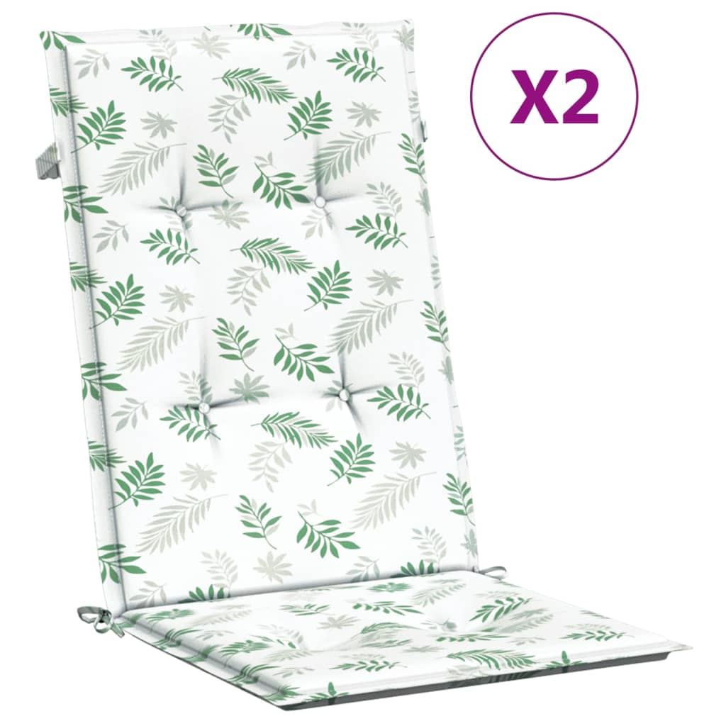 vidaXL Kėdės pagalvėlės, 2vnt., audinys, su lapais