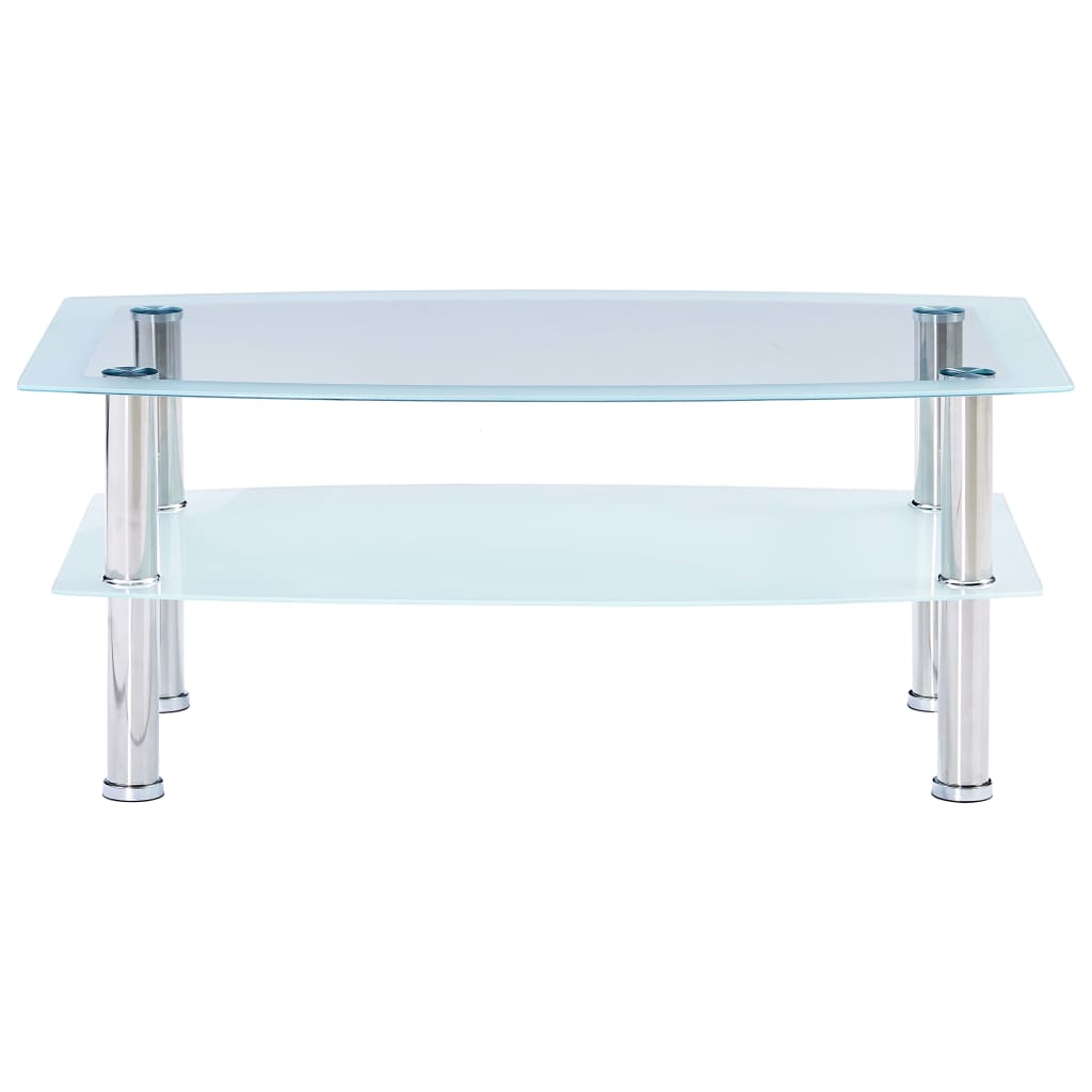 vidaXL Kavos staliukas, baltos sp., 100x60x42 cm, grūdintas stiklas