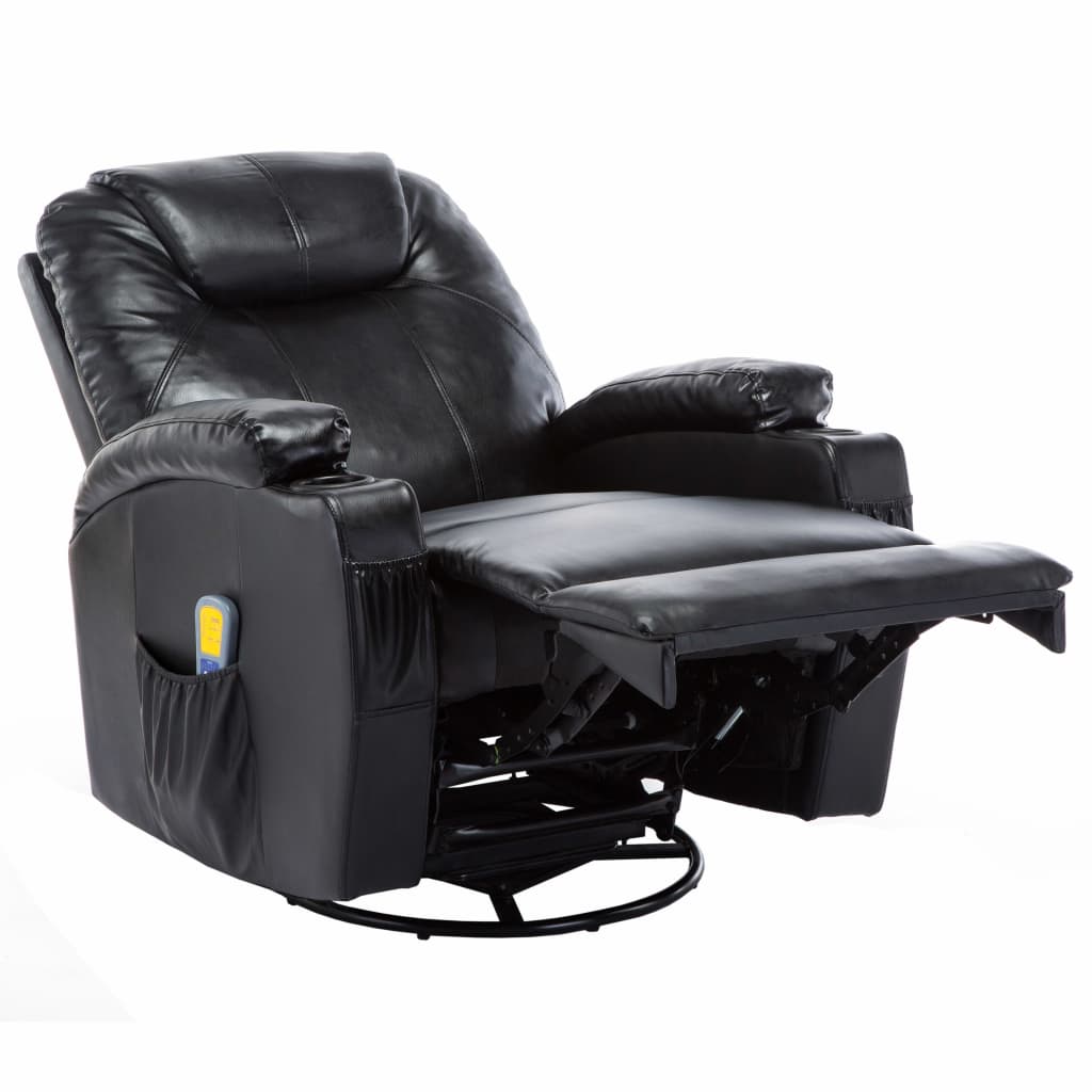 vidaXL Supamasis masažinis krėslas, juodos spalvos, dirbtinė oda