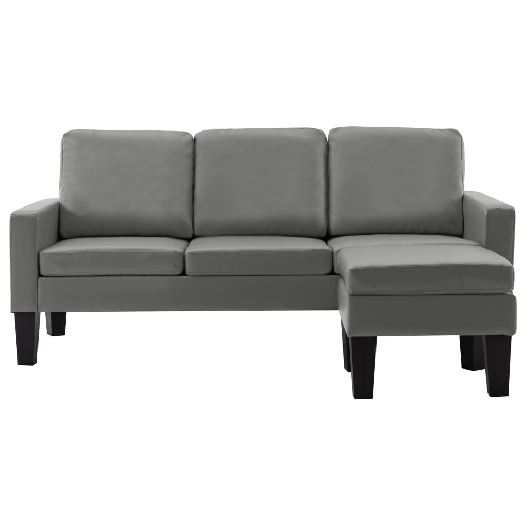 vidaXL Trivietė sofa su pakoja, pilkos spalvos, dirbtinė oda