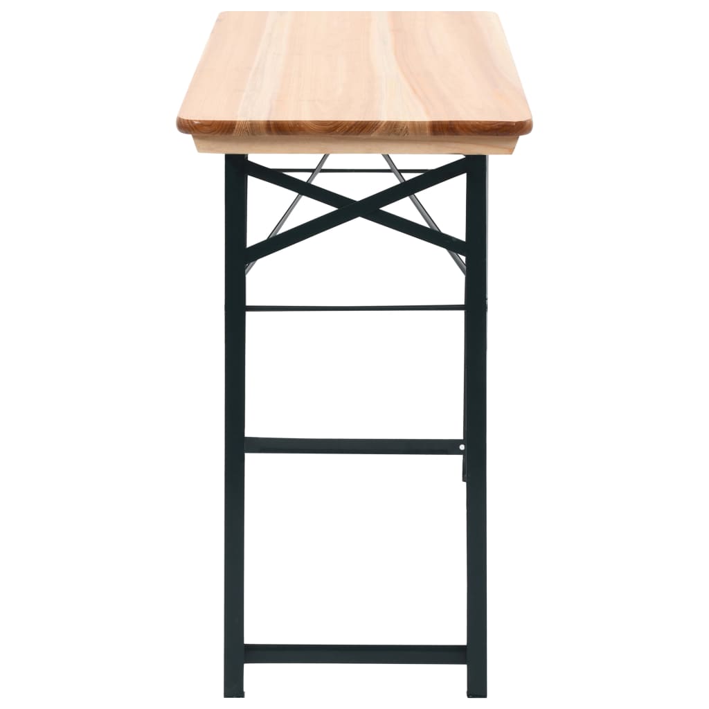 vidaXL Sulankstomas alaus stalas su 2 suoliukais, 118 cm, eglės mediena