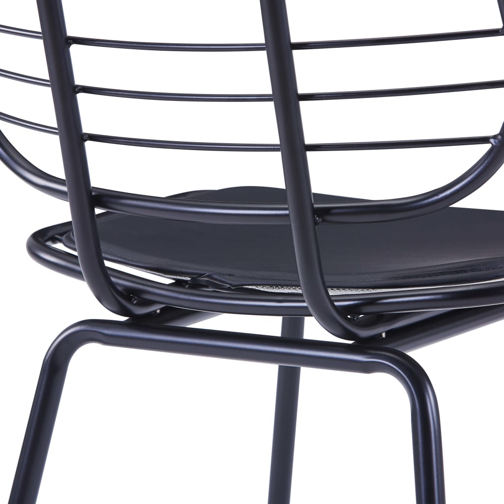 vidaXL Valgomojo kėdės su dirbt. odos sėd., 6vnt., juodos, plienas
