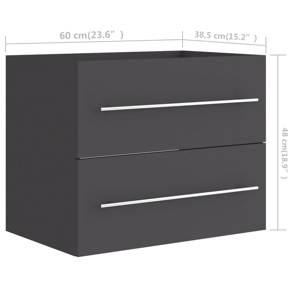 vidaXL Vonios baldų komplektas, 2 dalių, pilkos spalvos, mediena