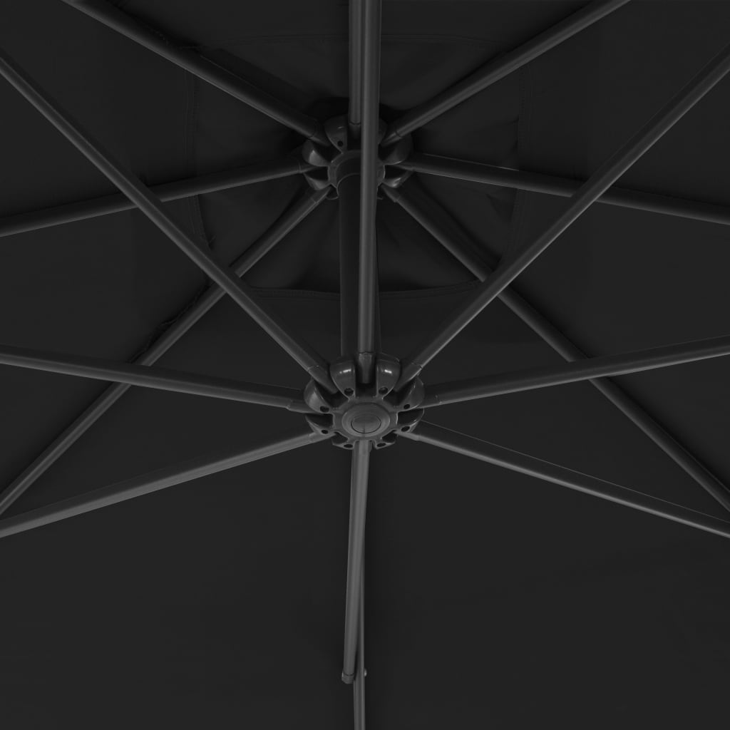 vidaXL Gembinis skėtis su plieniniu stulpu, juodos spalvos, 300cm