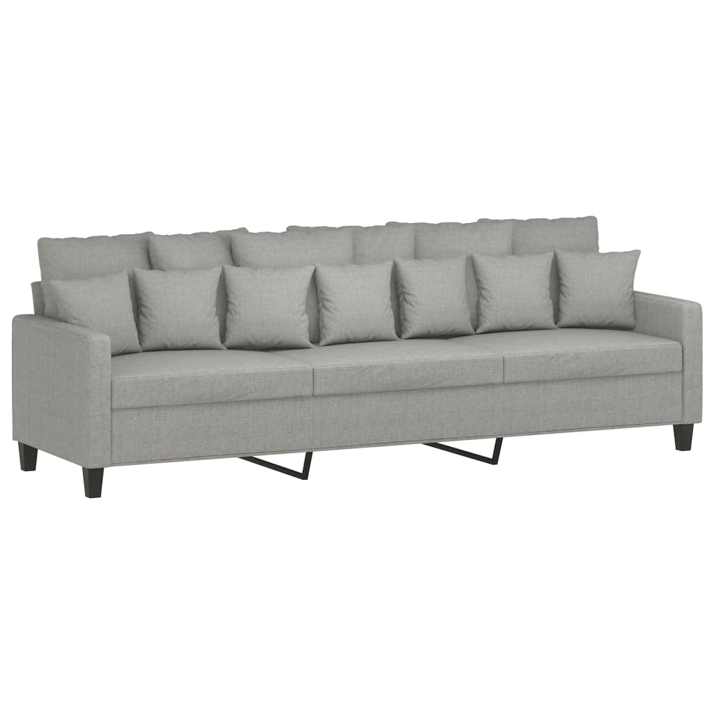 vidaXL Trivietė sofa su pakoja, šviesiai pilka, 210cm, audinys