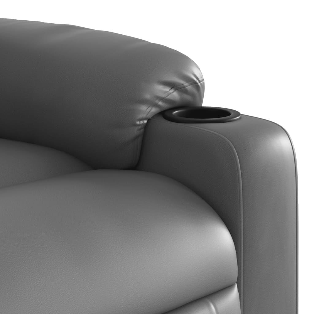 vidaXL Atsistojantis masažinis krėslas, pilkas, dirbtinė oda