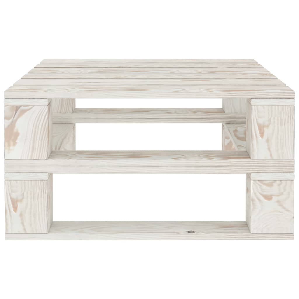 vidaXL Sodo stalas iš palečių, baltos spalvos, mediena