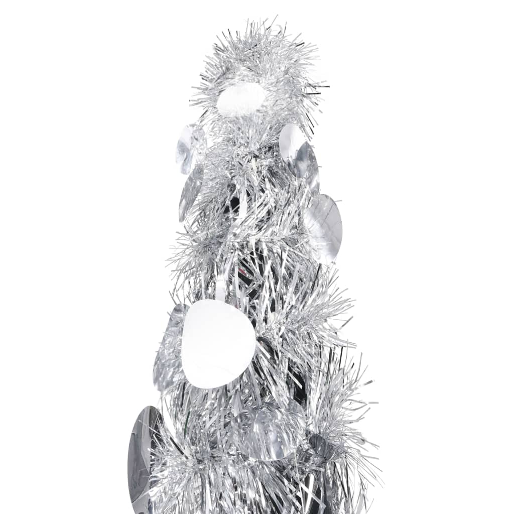 vidaXL Išskleidžiama dirbtinė Kalėdų eglutė, sidabrinė, 150cm, PET
