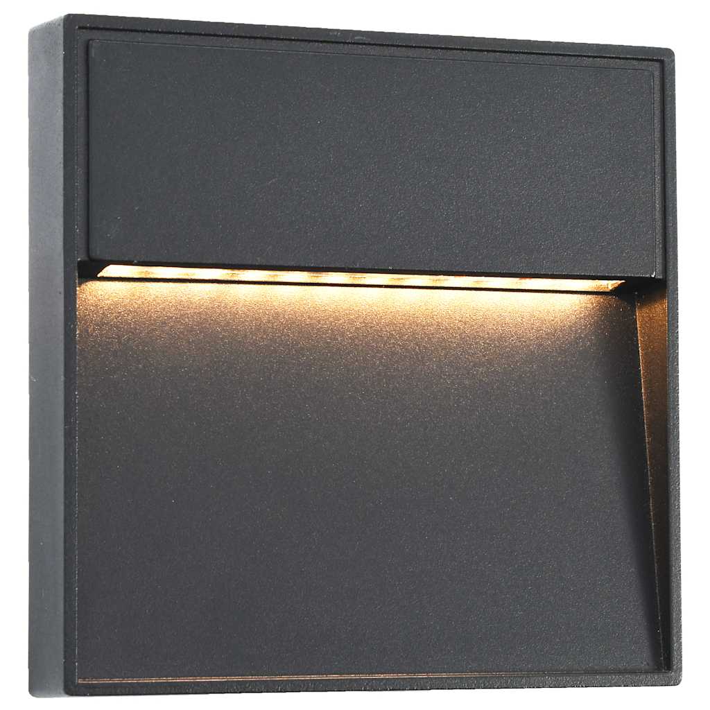 VidaXL Sieniniai LED Lauko viestuvai 2vnt Juodi 3W Kvadratiniai vidaxl-sieniniai-led-lauko-viestuvai-2vnt-juodi-3w-kvadratiniai