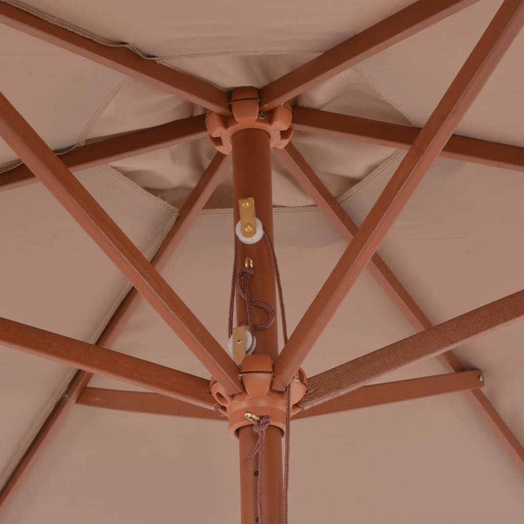 vidaXL Lauko skėtis su mediniu stulpu, taupe spalvos, 270 cm