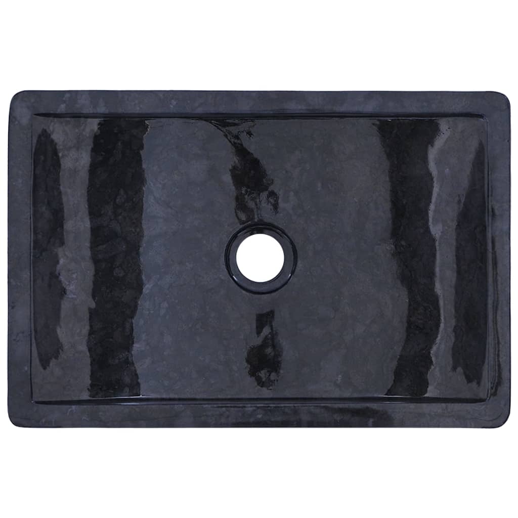 vidaXL Vonios spintelė su juodais marmuriniais praustuvais, tikmedis