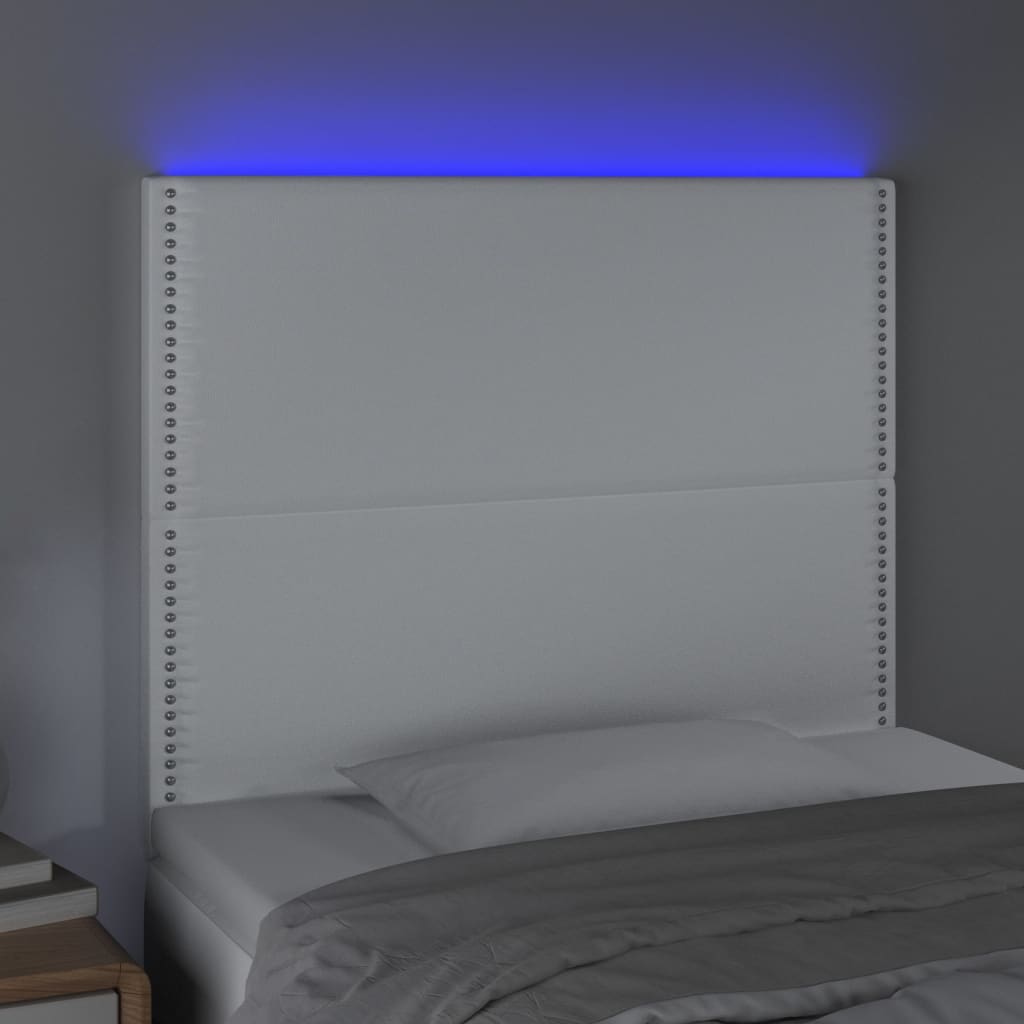 vidaXL Galvūgalis su LED, baltos spalvos, 80x5x118/128 cm