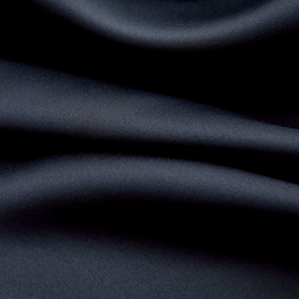 vidaXL Naktinės užuolaidos su žiedais, 2vnt., juodos, 140x245cm