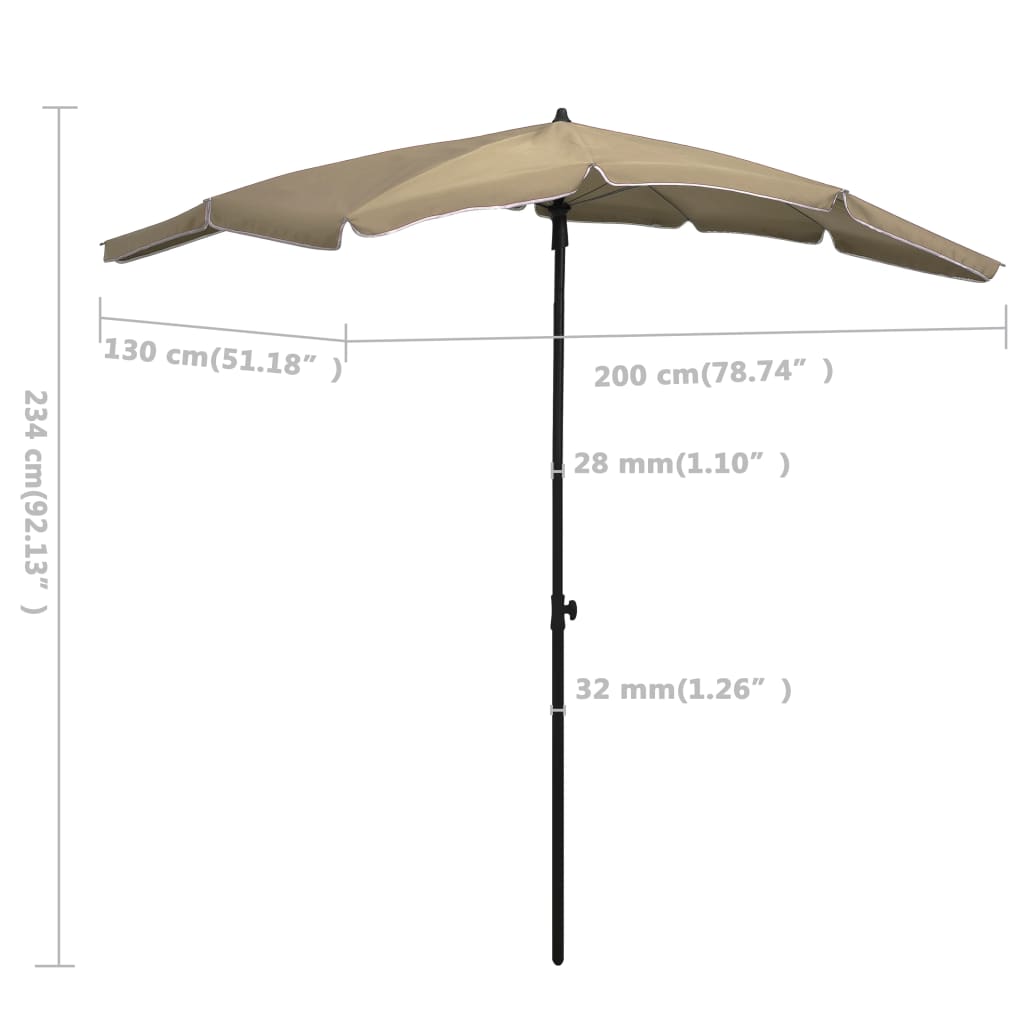 vidaXL Sodo skėtis nuo saulės su stulpu, taupe spalvos, 200x130cm