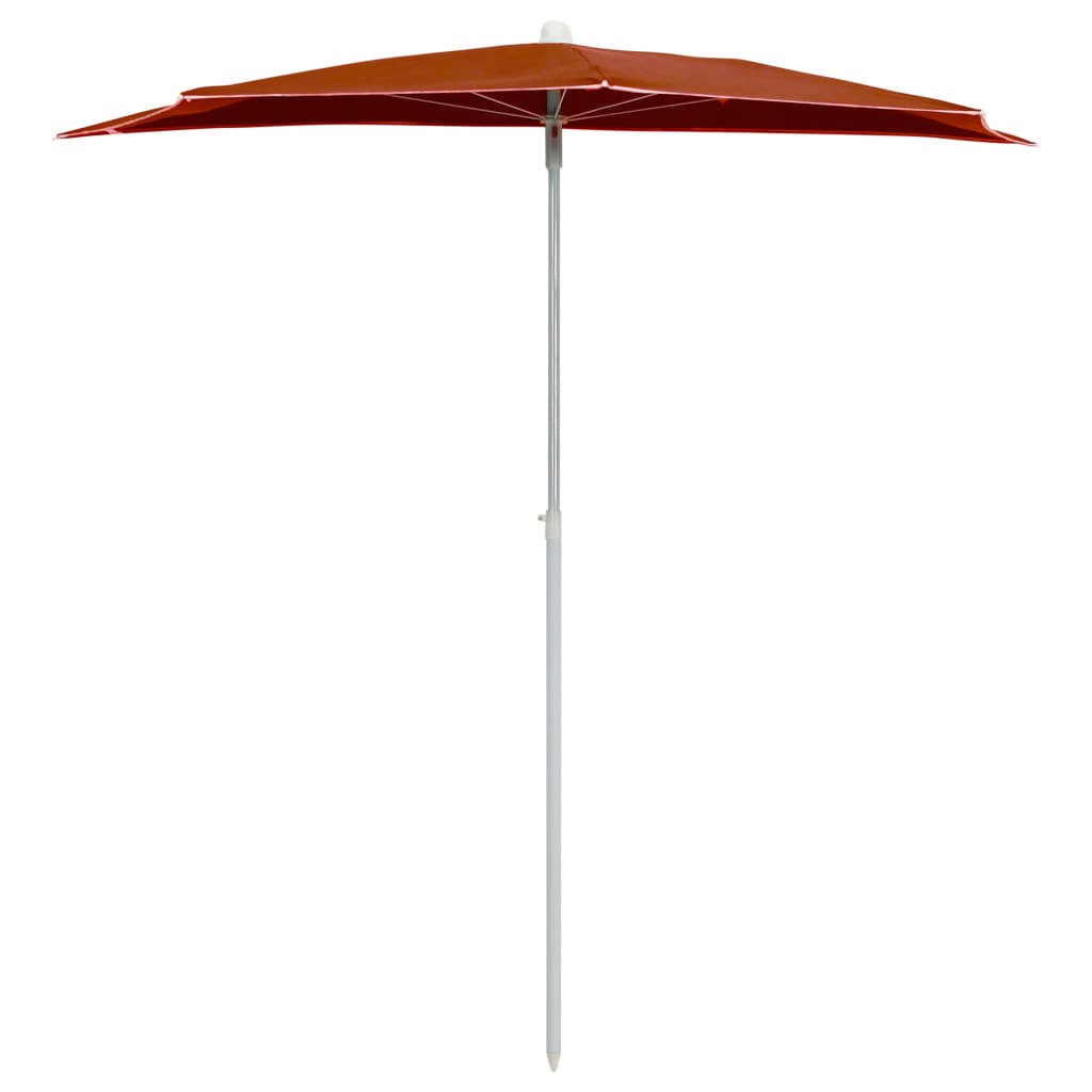 vidaXL Pusapvalis sodo skėtis su stulpu, terakota spalvos, 180x90cm
