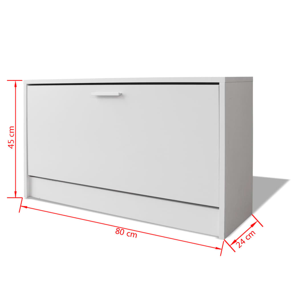 vidaXL Batų dėžė suoliukas, baltas, 80x24x45 cm